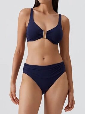 Melissa Odabash Bel Air Core Navy Blue Full Coverage Bikini Top Swimwear NWT